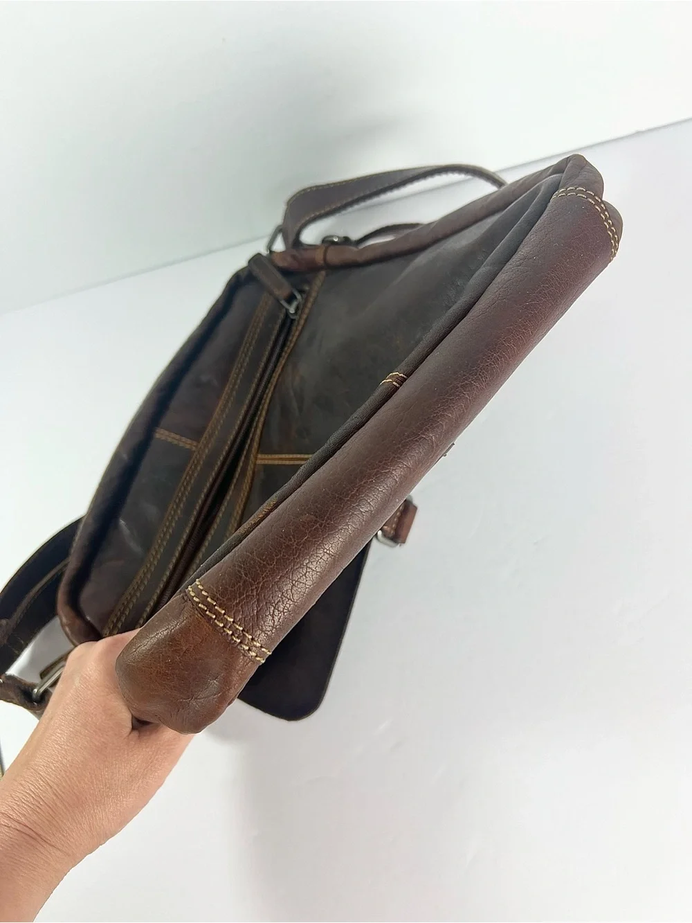 Jack Georges‎ Vintage Brown Heavy Leather  Shoulder Bag Satchel